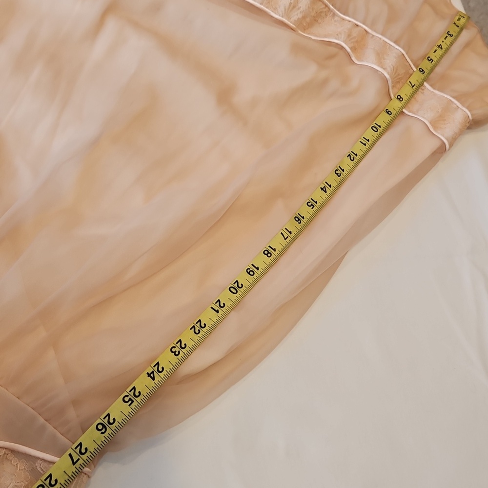 Gotham Gold Stripe Nightgown Vintage size 32 bust XS Beige Semi Sheer Glamorous - Picture 15 of 16